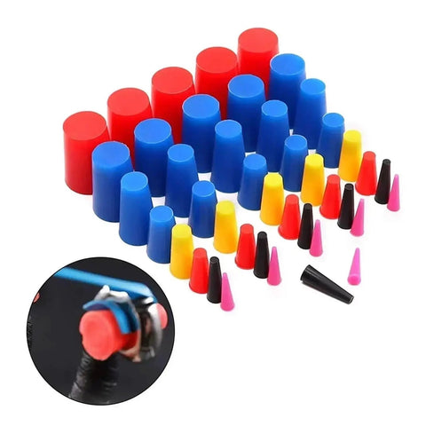 Premium Silicone Rubber Tapered Plugs Assortment 105 Pcs High Temp Masking Cone Kit Perfect For Powder Coating Painting And DIY Projects Super Durable Heat Resistant Stuff To Keep Your Work Clean. Silicone tapered plug assortment in multiple sizes, colored cones for masking