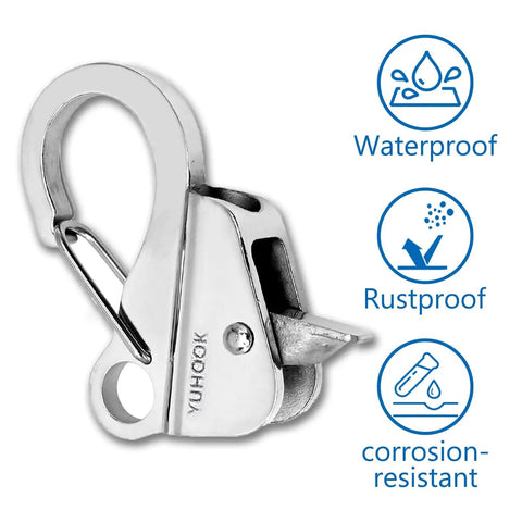 Stainless Steel Boat Anchor Hook Knotless System 2 Pack With Beefy Heavy Duty Cam Cleat Rope Lock, 9000 Lbs Load, Quick Release