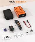 Circuit Breaker Finder And GFCI Outlet Tester Digital Receiver Pro Grade With Color Screen NCV Detection For Home Electrical Safety Includes Carrying Case And Adapters 90 To 135V AC Circuits FTCT02 components displayed with packaging and accessories.