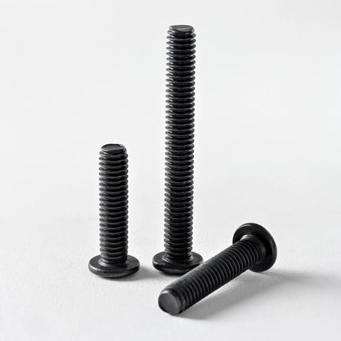 M4 X 8mm Metric Flat Head Hex Socket Cap Screws 50 Pack With Allen Wrench Black Oxide 304 Stainless Steel fasteners in three sizes.