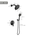 Sleek Matte Black All In One Shower System With Rain Shower Head And Handheld High Pressure 15 Settings Dual 2 In 1 Fixtures Brass Valve
