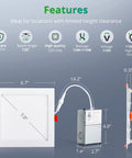 Diagram of 6 Inch LED Recessed Lights Kit 12 Pack Ultra Thin Square Recessed With Junction Box 5 CCT Selectable