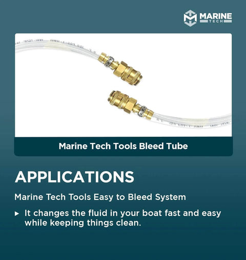 Bleed Tube For Seastar Hydraulic Steering System, Easy Bleed Kit For Seastar Cylinders with clear view hose and fittings.