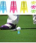 Indoor Golf Tees 18 Pack For Simulator And Practice Mats High And Short Plastic Tees In Green Blue Pink for consistent swings