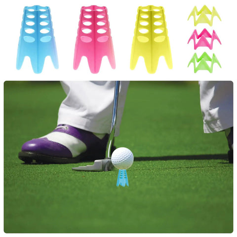 Indoor Golf Tees 18 Pack For Simulator And Practice Mats High And Short Plastic Tees In Green Blue Pink for consistent swings