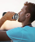 Man drinking from Chug Cap Replacement Screw Top Lid For Rambler Bottle 18oz 26oz 36oz 64oz Built Tough Durable BPA Free Cap Cover
