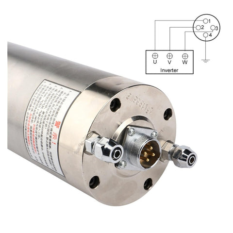 Badass 2200W Er20 Water Cooled Spindle Motor For Cnc Milling And Drilling Liquid Cooling Rig showing mounting details and connections.