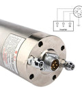 Built Tough Water Cooled Spindle Motor With ER20 Collet For CNC Router Milling And Drilling 220V 380V showing inlet and outlet connectors.