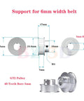 Illustration of 40 Tooth GT2 Timing Belt Pulley Set For 6mm Width Belts With 5mm Bore Aluminum 40T Pulleys For 3D Printer And CNC Machines