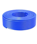 Tough As Nails Pneumatic Air Hose Tubing For Compressors in bright blue color, coiled, flexible PU polyurethane piping.