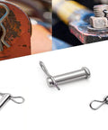 Beefy Adjustable Clevis Pin Kit For Trailers And Heavy Equipment Seven Sixteenths By Two And A Half Inch Zinc Steel Pins with Eight Holes and R Clip