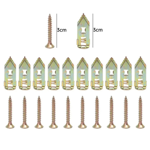 100 Piece Drywall Anchors And Self Tapping Screws Kit For No Drill Install Perfect For Wall Mounts Cabinets Shelves And Picture Hanging Ideal For Home DIY Projects, 3cm parts