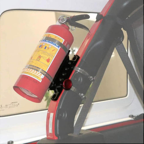 Adjustable Roll Bar Fire Extinguisher Mount Holder for Jeep Wrangler TJ JK JL JKU and UTV Polaris RZR Camper Van on roll bar