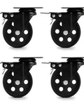 Heavy Duty 4 Inch Cast Iron Swivel Plate Caster with Dual Locking Brakes for Tables and Carts, 2000 Lb Total Capacity, Pack Of 4