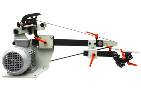 Professional Variable Speed Belt Sander With 72 Inch Abrasive Belts And Extra Grinding Discs For Killer Knife Sharpening And Slick Metal Polish 220V Benchtop Grinder, side view showcasing motor and frame.