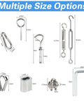 Heavy Duty One Eighth Inch Vinyl Coated Stainless Steel Wire Rope Kit With Two Hundred Feet Cable, hardware size options