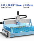 ProVerXL 6050 Plus CNC Router with 23.62 x 19.69 in work area, all-metal frame, 3 axis, GRBL control, 300W spindle, dual linear rails.