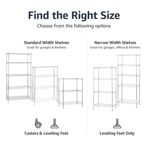 Beefy Heavy Duty Steel Wire Shelving Rack With Chrome Finish 3 Shelf Adjustable Storage System dimensions comparison chart
