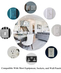 Collage of electrical outlets and switches with White Wall Plate Screws Pack With One Hundred Pieces In Four Length Sizes.