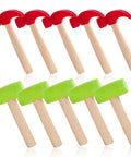 Ten Pack Kids Hammer Toy Set With Wooden Handles In Red And Green, Realistic Wood Tool Playset For Little Builders, Safe Durable Educational Pretend Play Toy For Boys And Girls. 10 hammers