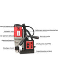 Heavy Duty Portable Magnetic Drill Press With Rock Solid Suction Base Adjustable Speed Forward And Reverse Rotary Hole Cutter Tapping Machine detailed components and features.