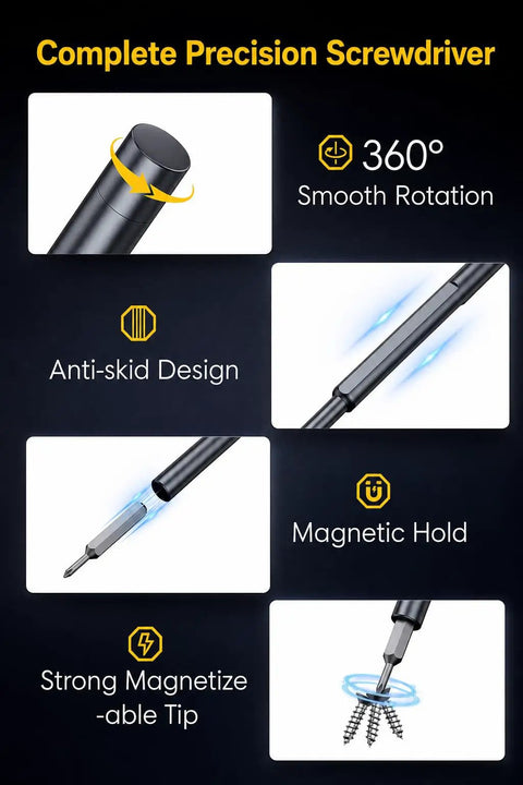 Ratcheting Screwdriver Set With 71 In 1 Magnetic Bits, S2 Steel, showing anti-skid design and magnetic hold features.