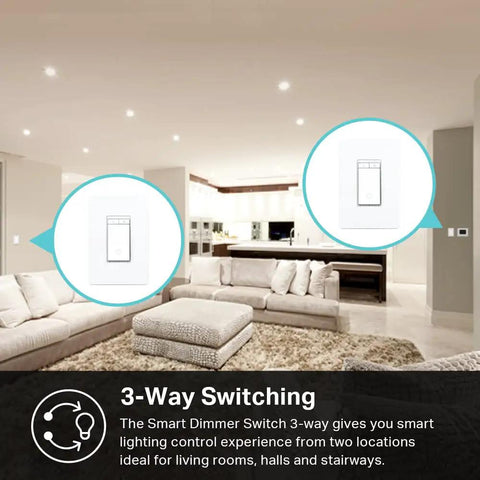 3 Way Smart Dimmer Switch Kit For Dimmable Lights With Alexa, Google Assistant And SmartThings in a modern living room