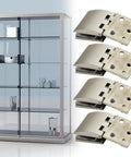 Heavy Duty Zinc Alloy Swivel Cabinet Hinges Set Of 4 For Glass Doors Wine Storage visible on glass display cabinet.