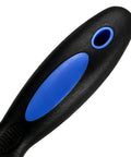 Close-up of The Smooth Operator All In One Paint Brush And Roller Cleaning Tool handle with black and blue design.