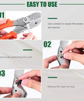 Steps to use Multi Angle Miter Shear Cutter With Wrench And 5 Spare Blades for easy blade and positioning adjustments.