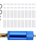 Blue Aluminum Alloy Air Filter Water Oil Separator With Female And Male Quick Connects, 20 filters, and seals shown