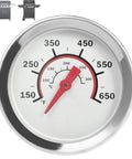 Lid Temperature Gauge For Advantage Series 4 6 Burner Grills Fits 2015 And Newer Models Tru Infrared Two Burner Ready Three Eighths Inch Hole Compatible Replacement Part G432-8L00-W1 Easy Install silver dial gauge with red needle, 150-650°F