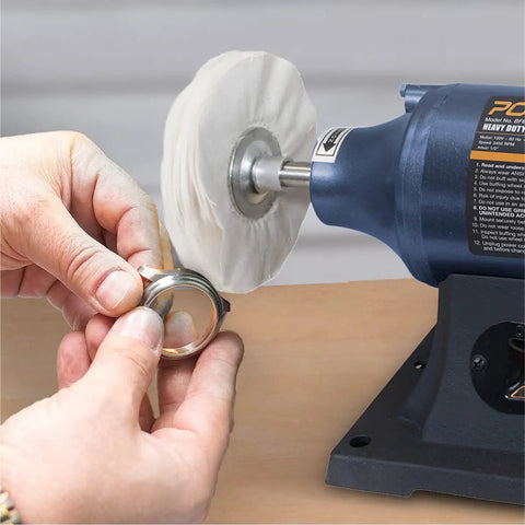 Using 6 Inch Bench Buffer Polisher For Metal Jewelry Knives Wood Jade And Plastic, Easy To Use Buffing Station for polishing ring