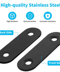 20 Sets Black Stainless Steel Flat Plate Straight Brackets For Wood 2 Inch 50x16x2 Mm Corner Mending Braces Front and Back View