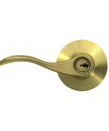 Accent Lever Keyed Entry Lock In Satin Brass For Your Home Doors Durable Door Hardware Easy Installation Classic Satin Brass Finish