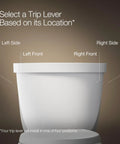 Diagram showing positions for Cimarron Left Hand Trip Lever For Comfort Height Toilets In Vibrant Polished Nickel Finish
