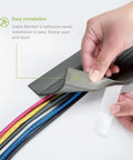 Applying adhesive to 10 Foot Low Profile Cable Blanket Cord Cover And Protector For Floors Gray Ultra Slim Shield To Hide Wires