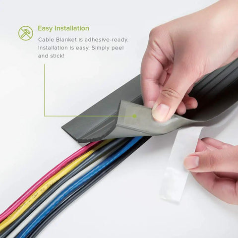 Ultra Slim 15ft Cable Blanket Cord Protector For High Capacity Wires Low Profile Floor Cover Beige being installed on floor