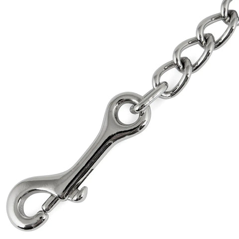 4 Mm Stud Chain Lead With Bolt Snap And Swivel Eye End 20 Inch Nickel Plated Horse Lead Chain close-up