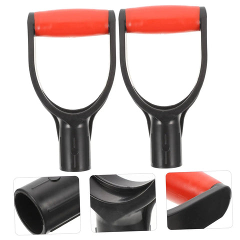 Two Pack Plastic D Shaped Spade Handle Replacement with anti-slip grip and easy install design for shovels, garden tool handle upgrade.