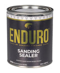 Top Shelf Water Based Sanding Sealer Spray On Clear Finish High Solids Blend in a quart tin for woodworking projects.