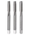 3 Piece Metric Hand Tap Set M8 X 1.25 Taper Plug Bottom Screw Taps in high speed steel for metal threading repairs.