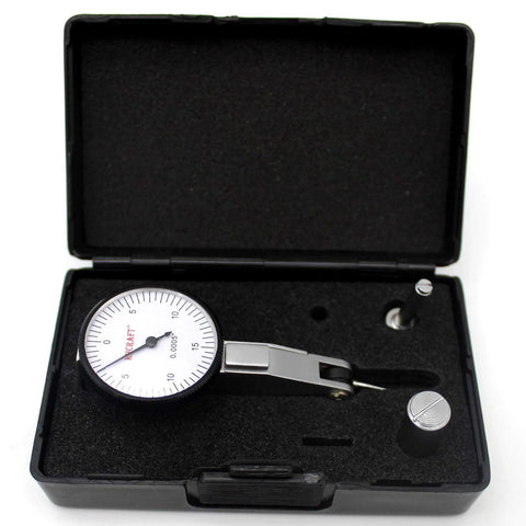 KHCRAFT dial test indicator in black storage case; white dial, steel body