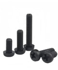 Nylon Cross Recessed Screws, Hella Solid Plastic Fasteners For Tech Repairs, Black And White Options, various lengths and sizes in black.