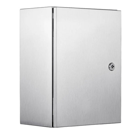 Pro Level 16 By 12 By 8 Inch Genuine 304 Stainless Steel Electrical Enclosure Box built like a tank with a lock.