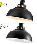 Industrial Pendant Lighting Set Dope Vintage Farmhouse Style Metal Ceiling Lamps With E26 Base Black 2 Pack on and off view