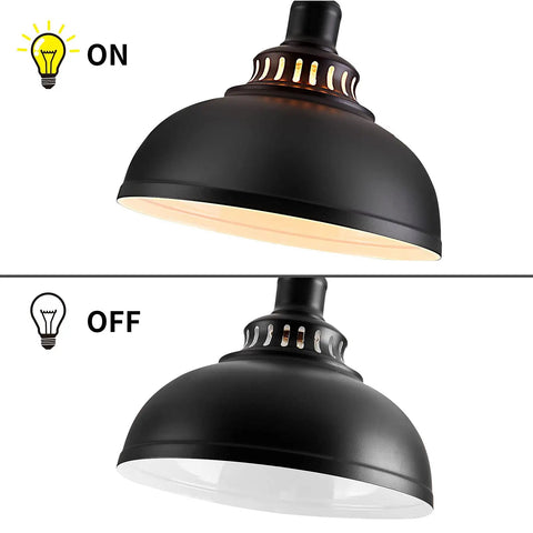 Industrial Pendant Lighting Set Dope Vintage Farmhouse Style Metal Ceiling Lamps With E26 Base Black 2 Pack on and off view
