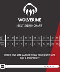 Belt sizing chart for Men's Nylon Webbing Work Belt With Ratchet Buckle Tough As Nails Heavy Duty Tactical Utility Gear