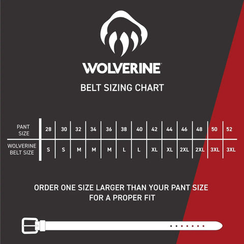Belt sizing chart for Men's Nylon Webbing Work Belt With Ratchet Buckle Tough As Nails Heavy Duty Tactical Utility Gear