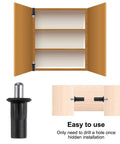 24 Pack Black Plastic Cabinet Door Repair Pins Heavy Duty Spring Loaded Damper Replacement Hardware For Kitchen Cabinets And Furniture Quick Snap No Fuss Axis Connector with cabinet and installation guide.